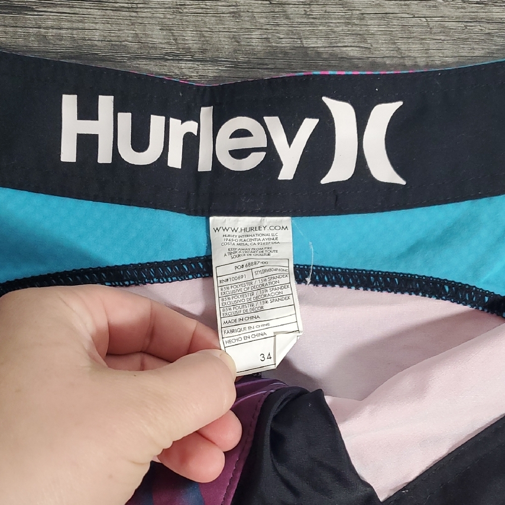 Hurley Blue and Black Board Shorts - Picture 2 of 3